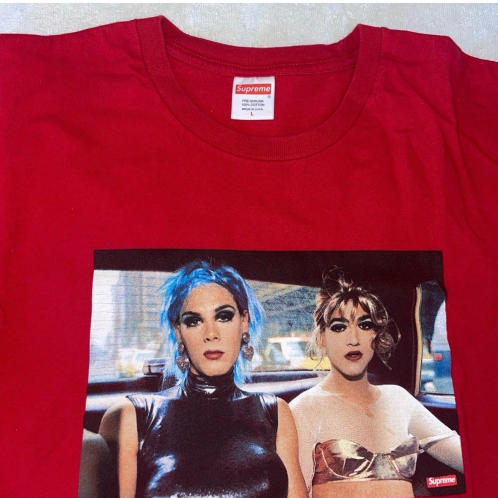 Supreme Nan Goldin Misty and Jimmy Paulette T Shirt Red Men’s - Picture 3 of 3